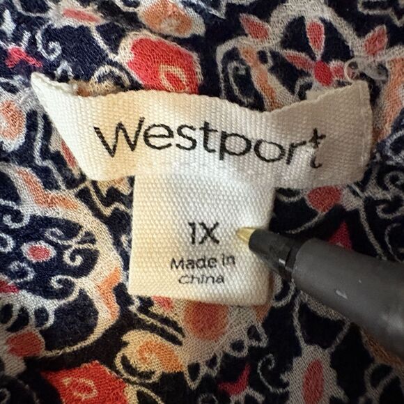 Westport Blouse Women's 1X Boho Floral Long Sleeve Button Front Tunic Top - Picture 13 of 16